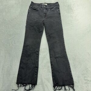 Madewell Jeans Women 26 Black Cali Demi-Boot High Rise Raw Hem Cropped Flare